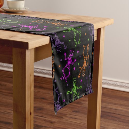 Halloween Dancing Skeletons Short Table Runner