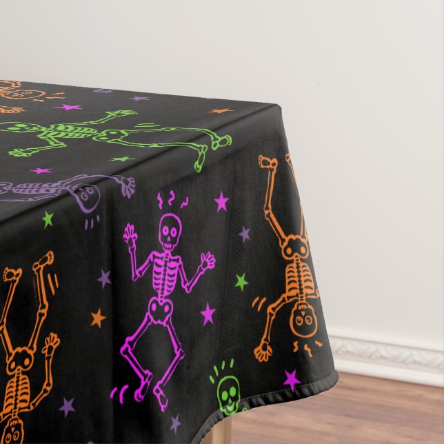 Halloween Dancing Skeletons Tablecloth (In Situ)