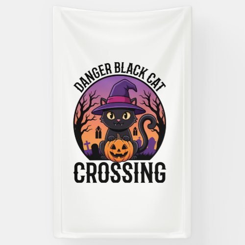 Halloween Danger Black Cat Crossing Banner