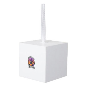 Halloween Danger Black Cat Crossing Cube Ornament