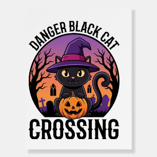 Halloween Danger Black Cat Crossing Foam Board