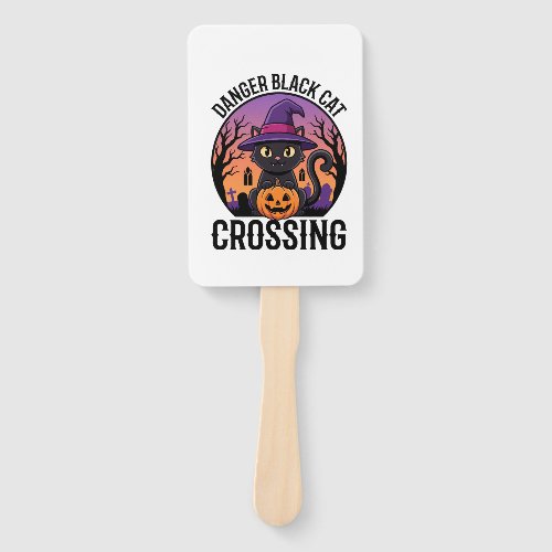 Halloween Danger Black Cat Crossing Hand Fan