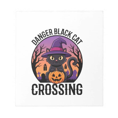 Halloween Danger Black Cat Crossing Notepad