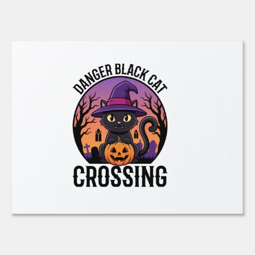 Halloween Danger Black Cat Crossing Sign