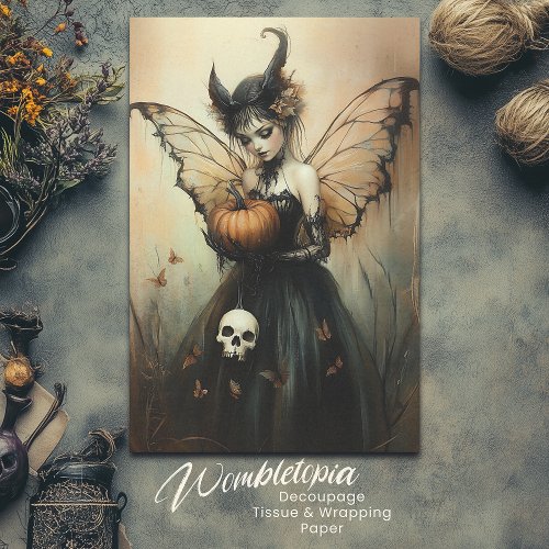 Halloween Dark Fairy with Pumpkin and Skull  Tissue Paper