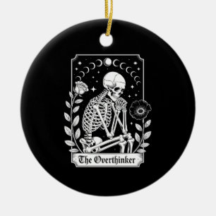 Halloween Dark Gothic Skeleton Overthinker Ceramic Ornament