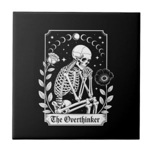 Halloween Dark Gothic Skeleton Overthinker Ceramic Tile