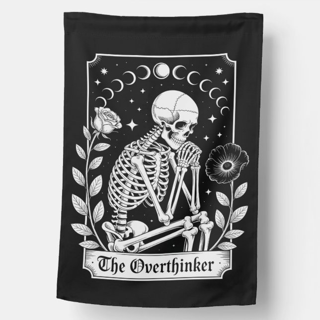 Halloween Dark Gothic Skeleton Overthinker House Flag (Front)