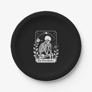 Halloween Dark Gothic Skeleton Overthinker Paper Plates