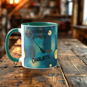 Halloween - Dark Green Spooky Broomstick Mug