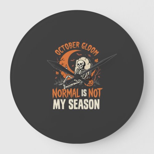Halloween Dark Humor Skeleton Mood Large Clock
