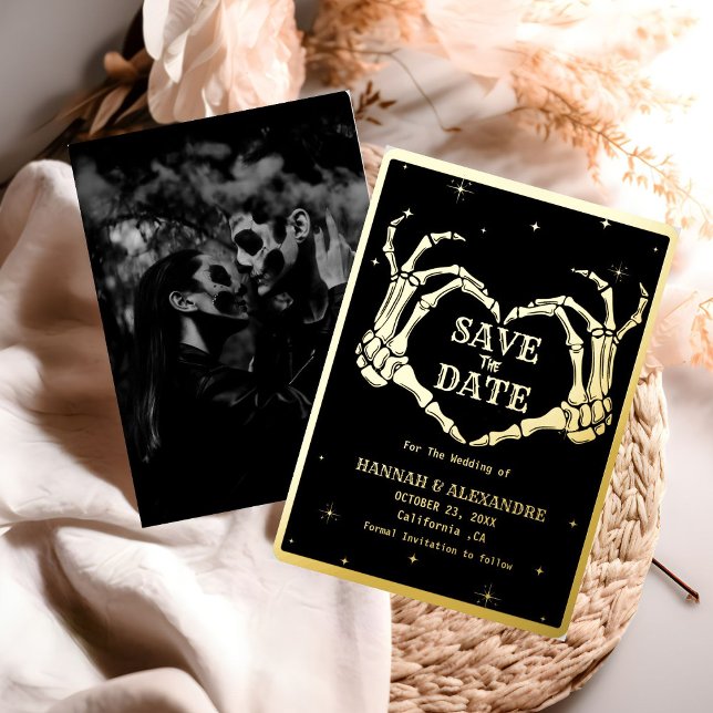 Halloween Dark Moody Gothic Wedding Save The Date Foil Invitation (Creator Uploaded)