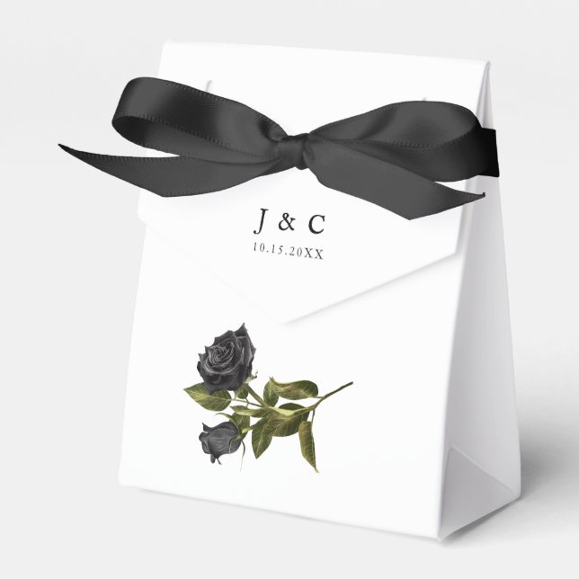 Halloween Dark Rose Wedding White Favor Boxes (Front Side)