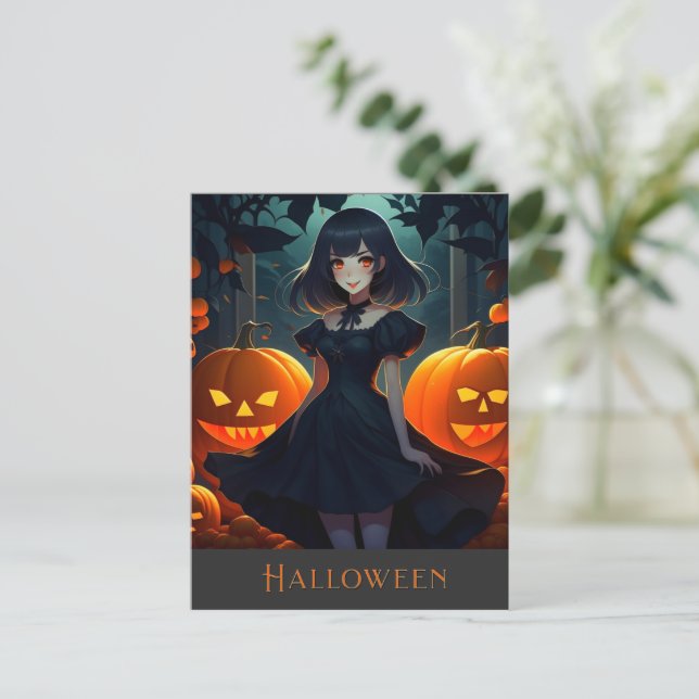 HALLOWEEN DARK VAMPIRE PRINCESS POSTCARD (Standing Front)