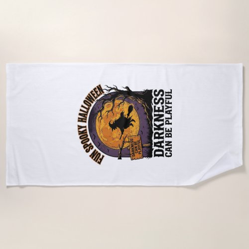 Halloween Darkness Shirt Vintage Witch Moon Design Beach Towel