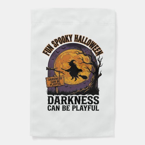 Halloween Darkness Shirt Vintage Witch Moon Design Garden Flag