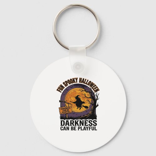 Halloween Darkness Shirt Vintage Witch Moon Design Keychain