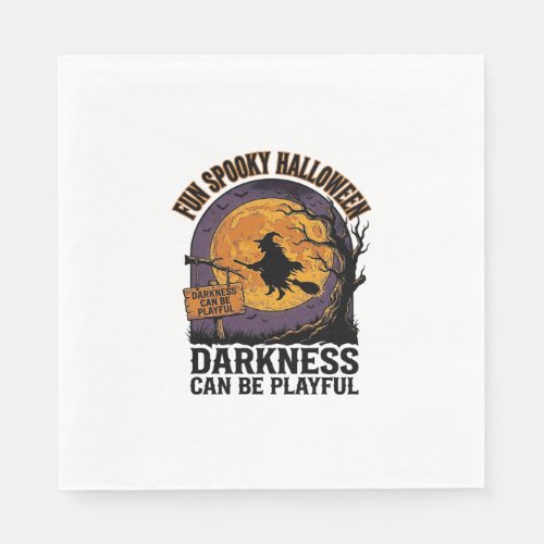 Halloween Darkness Shirt Vintage Witch Moon Design Napkins