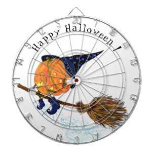 Halloween Dart Board Witch Pumpkin Flying Broom