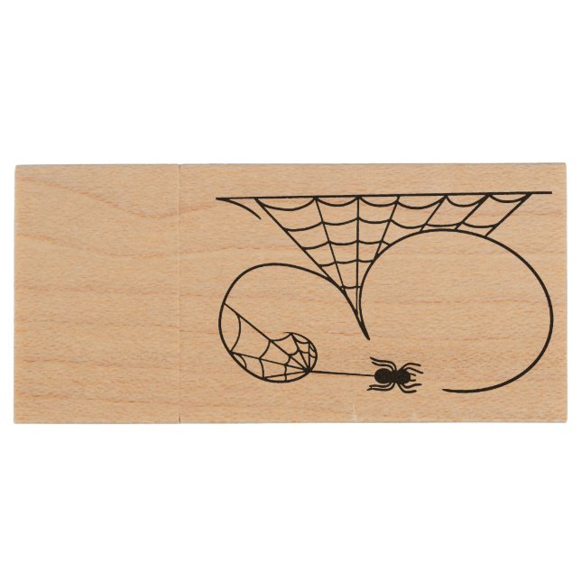 Halloween Day 31 Spider Webs Wood Flash Drive (Back)