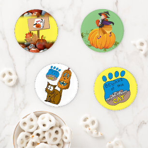 Halloween Day Ceramic Coaster Set
