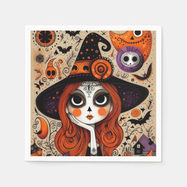 Halloween Day of the Dead Witch Napkins (Front)