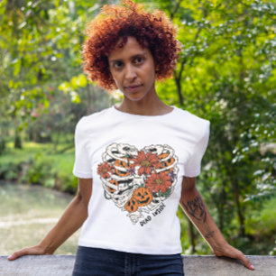 HALLOWEEN DEAD INSIDE RIBCAGE WITH PUMPKINS T-Shirt