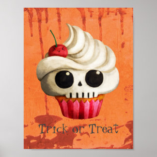 Halloween Deadly Skull Cupcake Poster