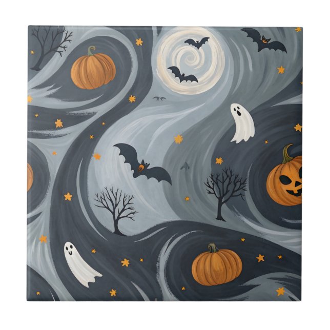 Halloween Death Night Ceramic Tile (Front)
