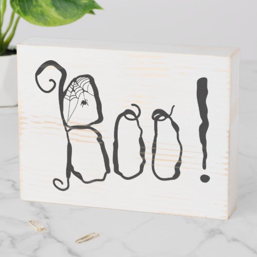 Halloween Decor  Boo Spider Wooden Box Sign