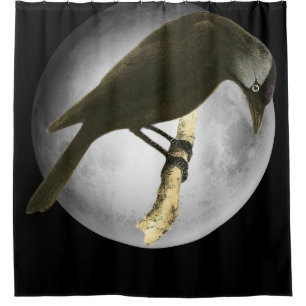 Halloween Decor-The Moon Raven Shower Curtain