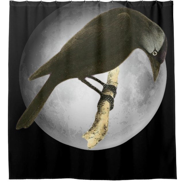 Halloween Decor-The Moon Raven  Shower Curtain (Front)
