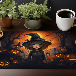 Halloween Decor, Trick Or Treat Witch, Cloth Placemat