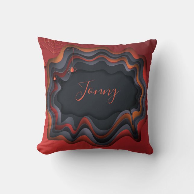 Halloween Decoration Monogram Throw Pillow (Front)