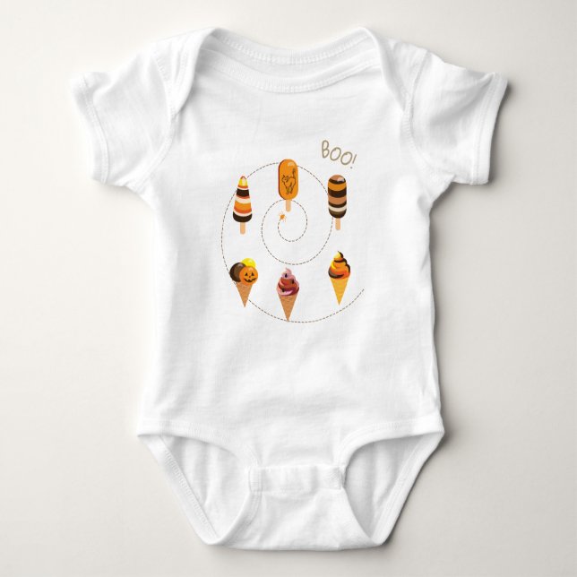 Halloween Decoration Treat or Trick Ice Cream Baby Bodysuit (Front)