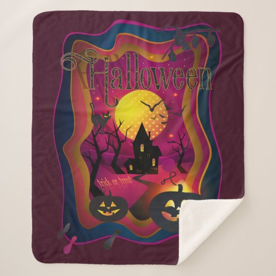 Halloween Decoration Treat or Trick Monster Sherpa Blanket Zazzle com