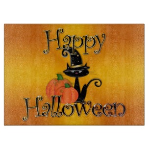 Halloween Decorative Glass Cutting Board/Black Cat Cutting Board