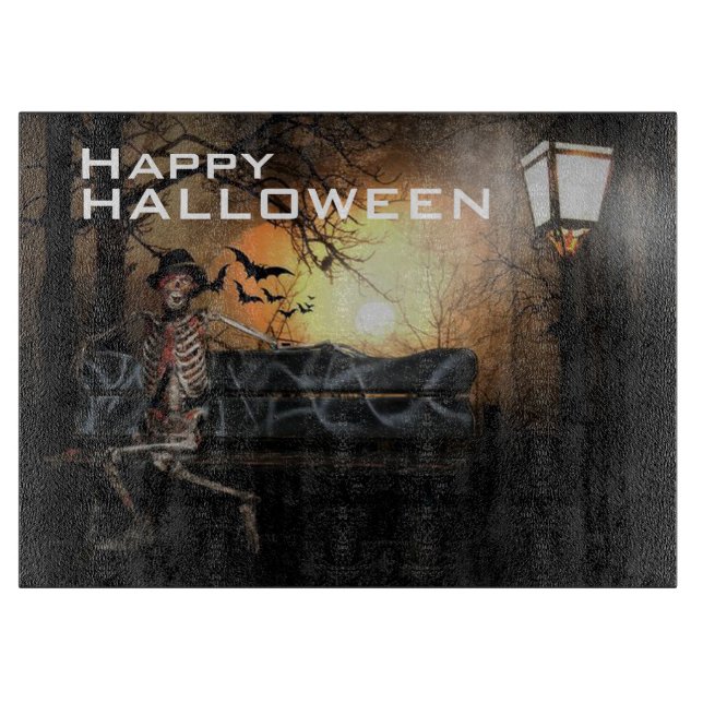 Halloween Decorative Glass Cutting Board/Skeleton Board (Front)