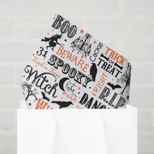 Halloween Decoupage Tissue Paper, Spooky Words Paper