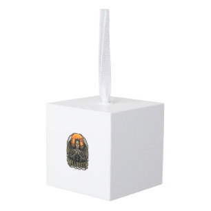 Halloween Demon Nun Crown Wings Orange Moon_1 Cube Ornament