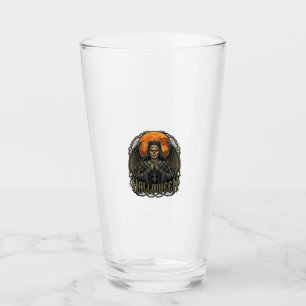 Halloween Demon Nun Crown Wings Orange Moon_1 Glass