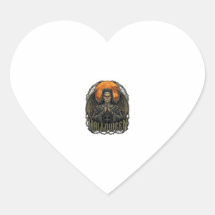 Halloween Demon Nun Crown Wings Orange Moon_1 Heart Sticker