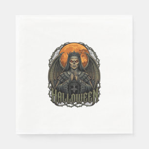 Halloween Demon Nun Crown Wings Orange Moon_1 Napkins