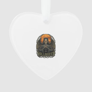 Halloween Demon Nun Crown Wings Orange Moon_1 Ornament