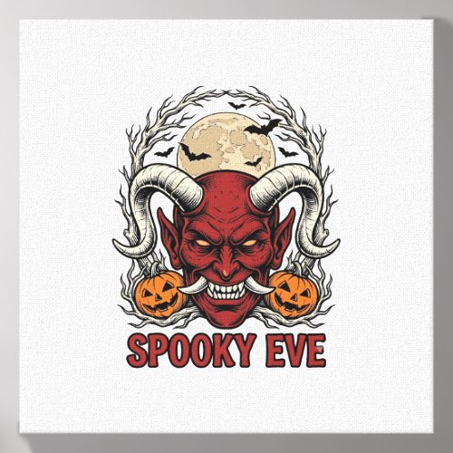 Halloween Demon Shirt with Vintage Engraving Pumpk Canvas Photo Tile