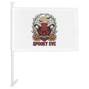 Halloween Demon Shirt with Vintage Engraving Pumpk Car Flag