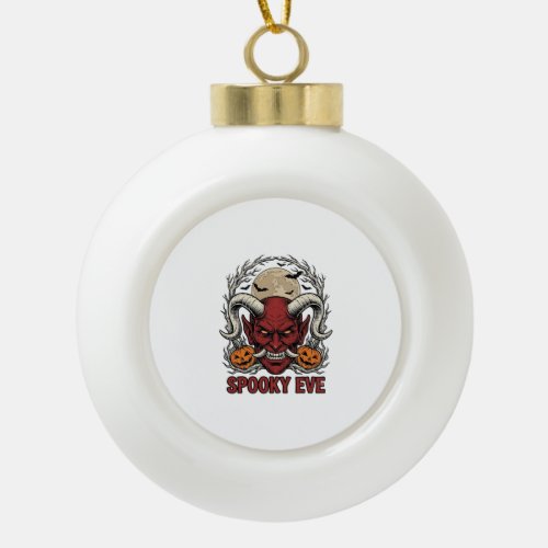 Halloween Demon Shirt with Vintage Engraving Pumpk Ceramic Ball Christmas Ornament
