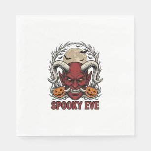 Halloween Demon Shirt with Vintage Engraving Pumpk Napkins