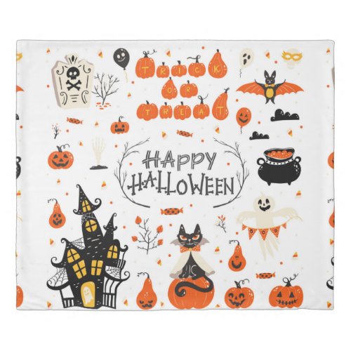 Halloween design elements Halloween cliparts with Duvet Cover