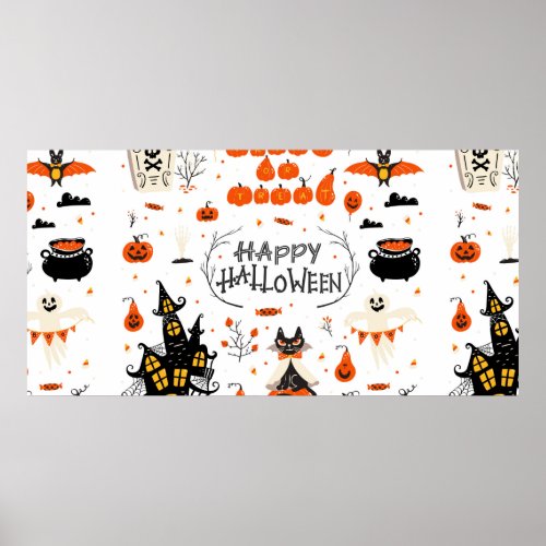 Halloween design elements Halloween cliparts with Poster